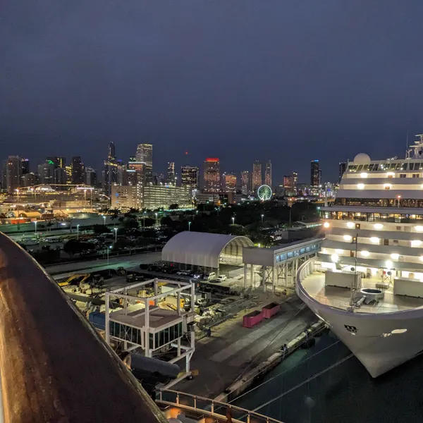 Miami Skyline and MSC Ship.