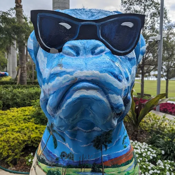 large blue dog in shades