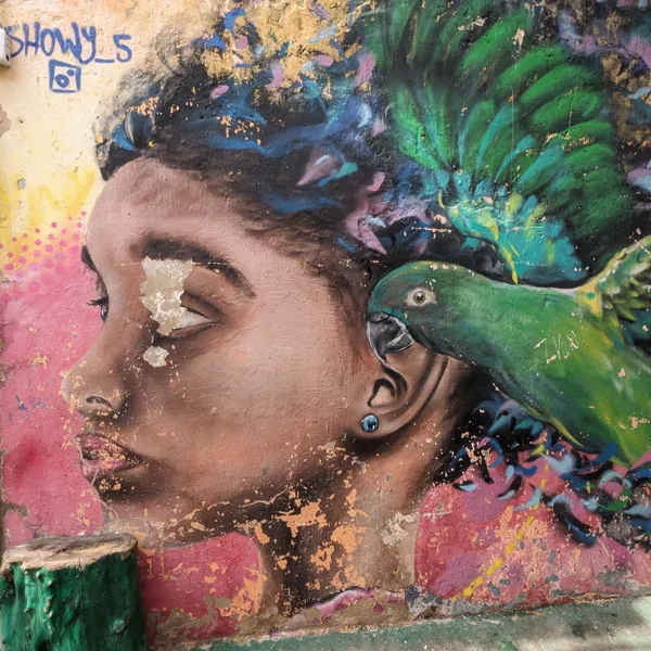 Mural of a woman and bird