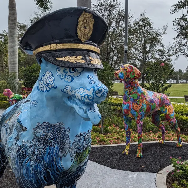 blue shepherd dog in police hat