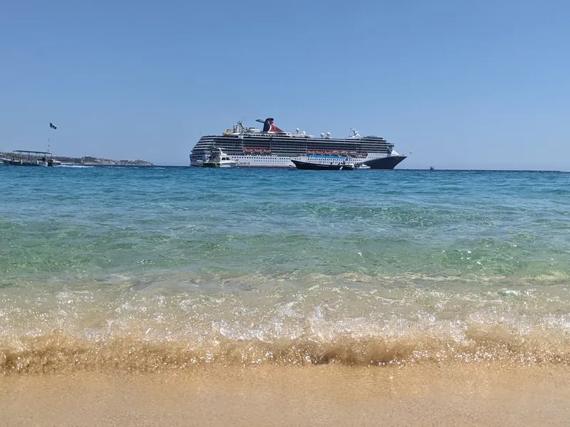 View of Carnival Spirit from the beach at Cabo San Lucas